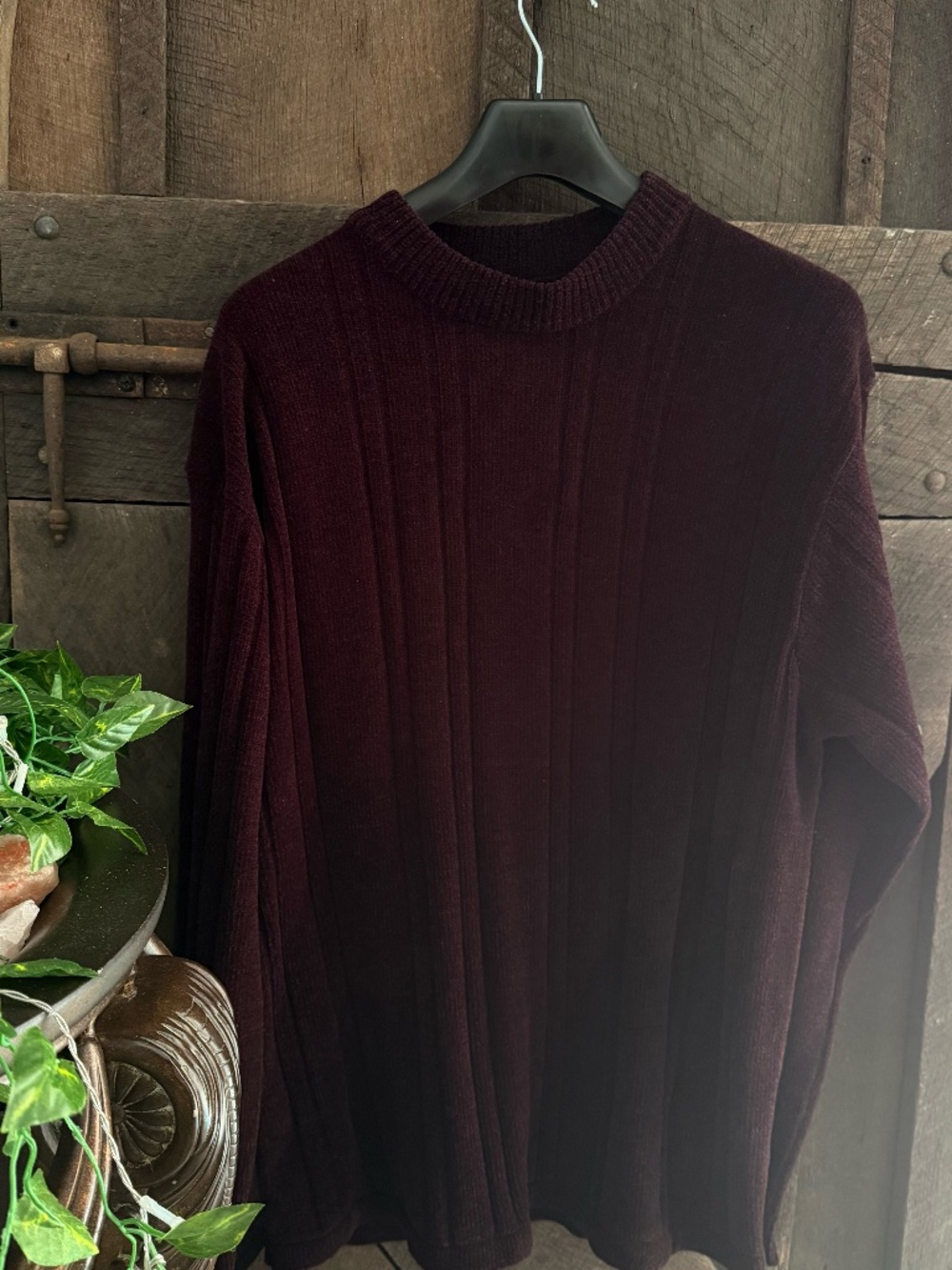 Vintage 90s Ocean Pacific OP Ribbed Knit Sweater Maroon Mens Burgundy Crewneck